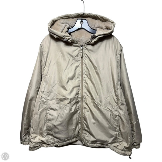 Faux Fur Liner Windbreaker Jacket By Big Chill In Beige, Size: 2x