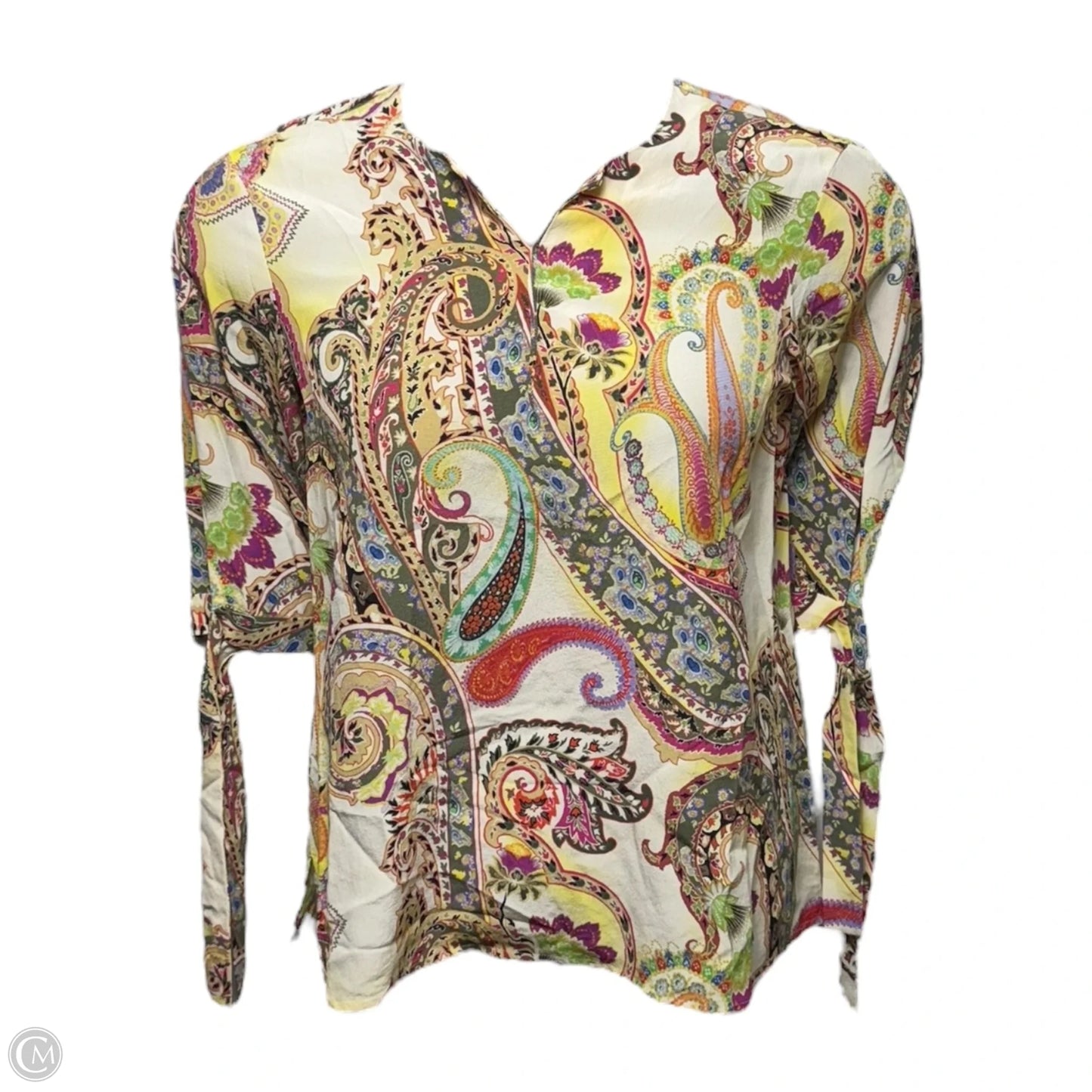 Silk Top 3/4 Sleeve By Etro In Multi-colored, Size: 8