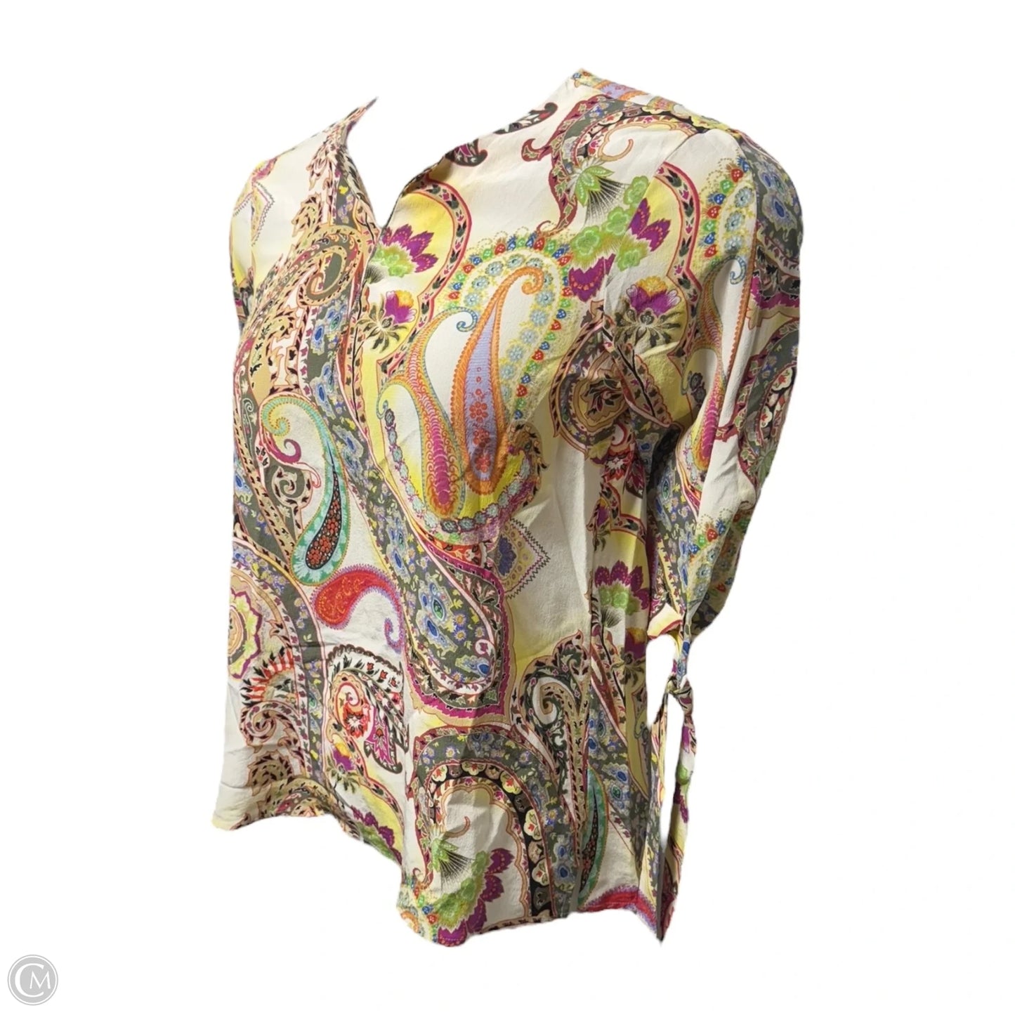 Silk Top 3/4 Sleeve By Etro In Multi-colored, Size: 8