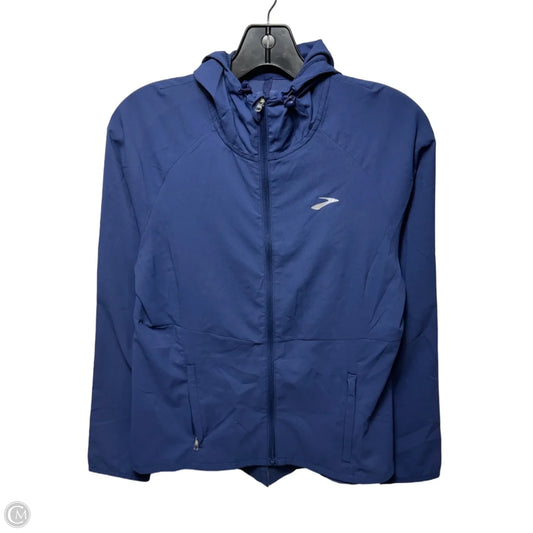 Jacket Windbreaker By Brooks In Blue, Size: S