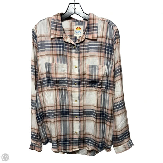 Top Long Sleeve By C And C In Plaid Pattern, Size: Xl