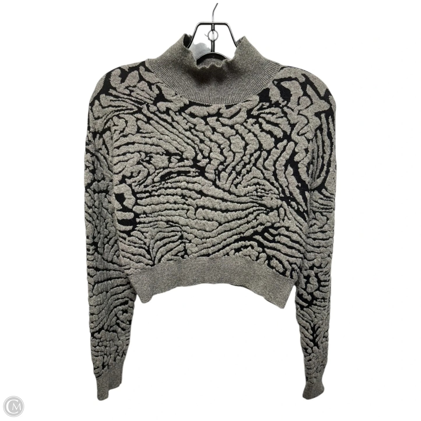 Open Back Cropped Sweater By Kerisma In Black & Grey, Size: S