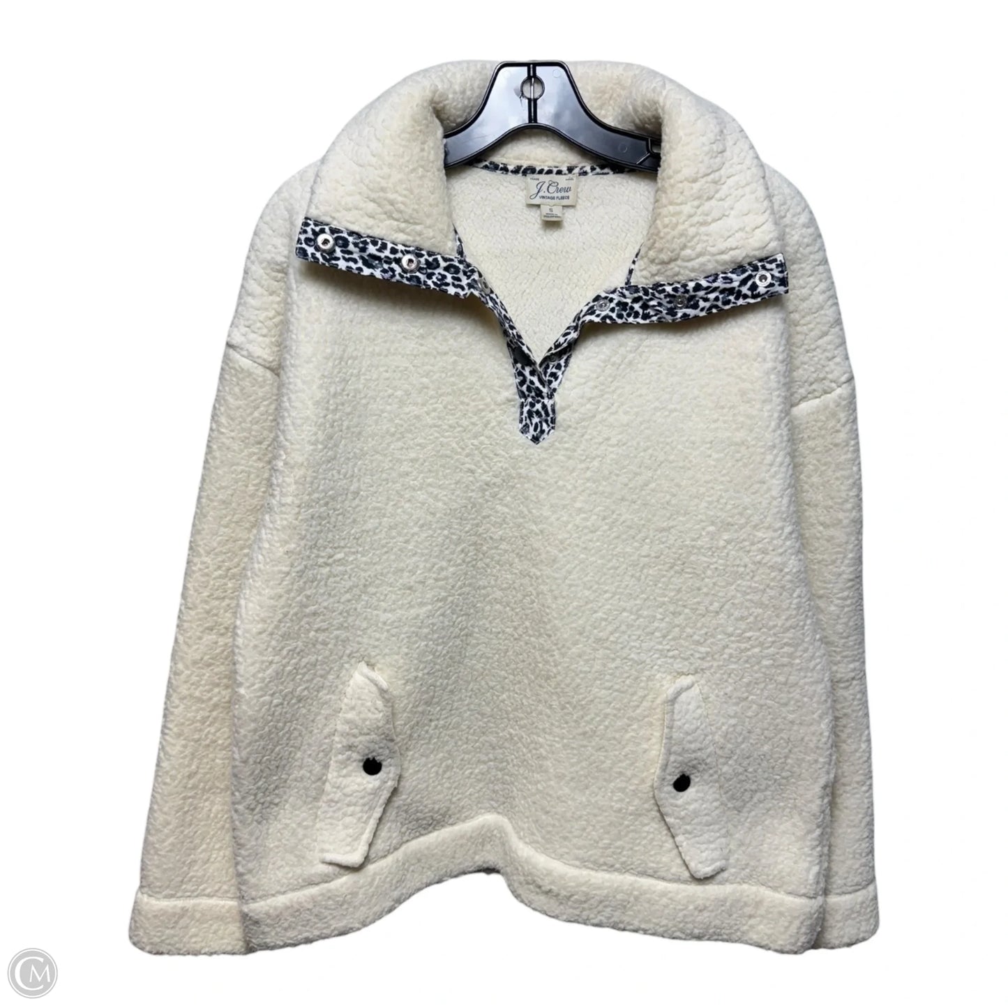 Vintage Fleece Jacket By J. Crew In Cream, Size: S