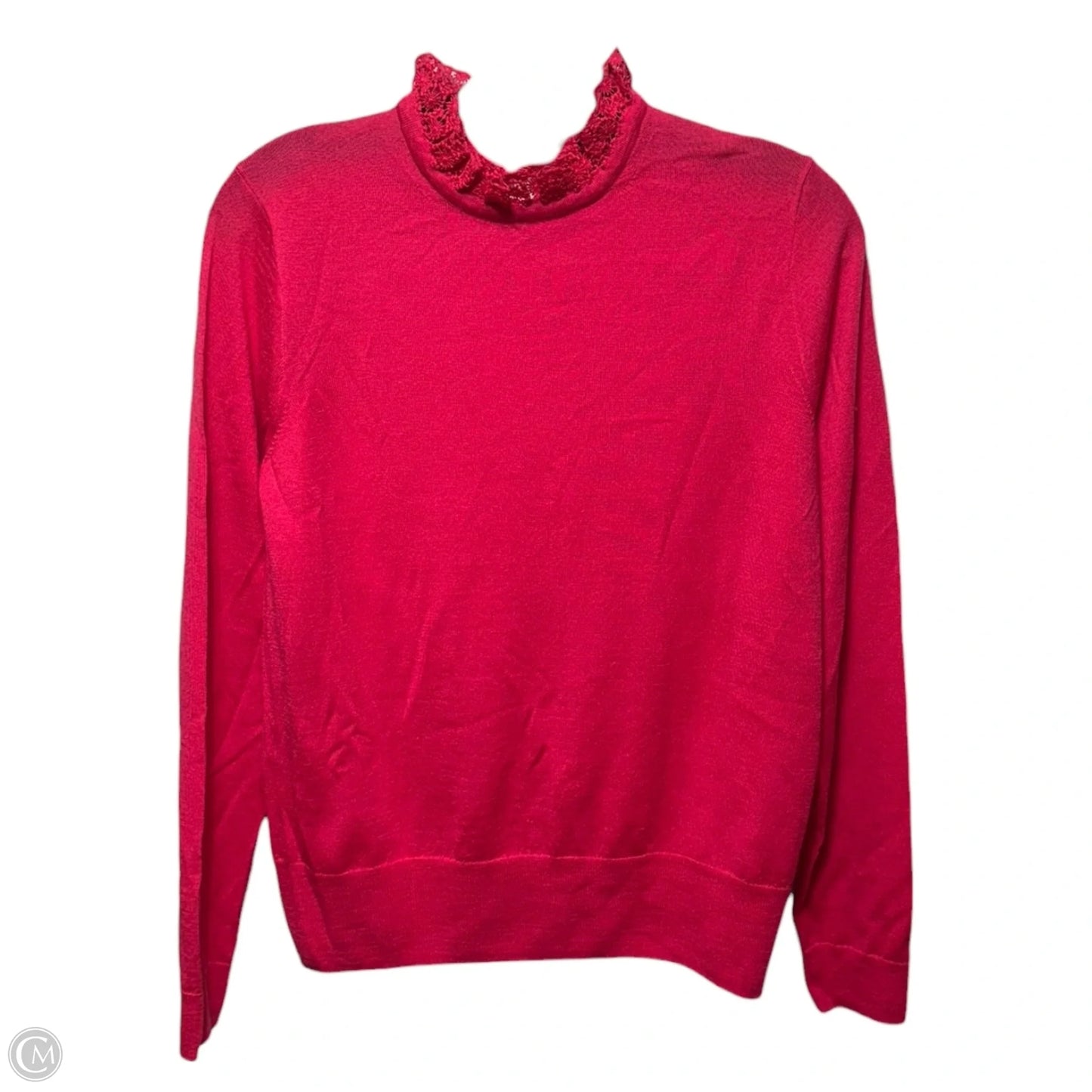 Tippi Lace Collar Merino Wool Sweater By J. Crew In Pink, Size: S