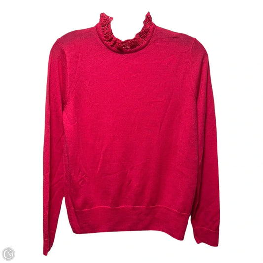Tippi Lace Collar Merino Wool Sweater By J. Crew In Pink, Size: S