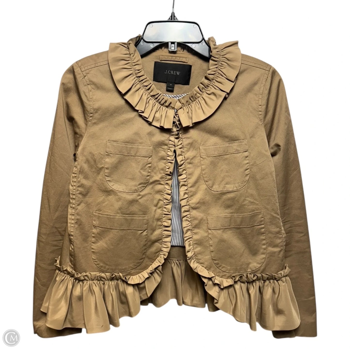 Ruffle Jacket By J. Crew In Beige, Size: 4