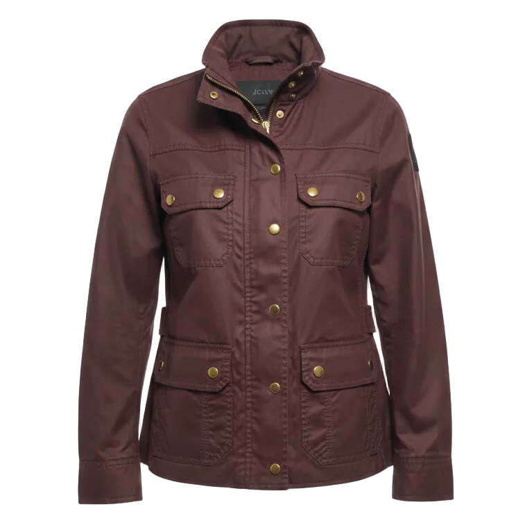 Waxed Cotton Downtown Field Jacket By J. Crew In Maroon, Size: Sp