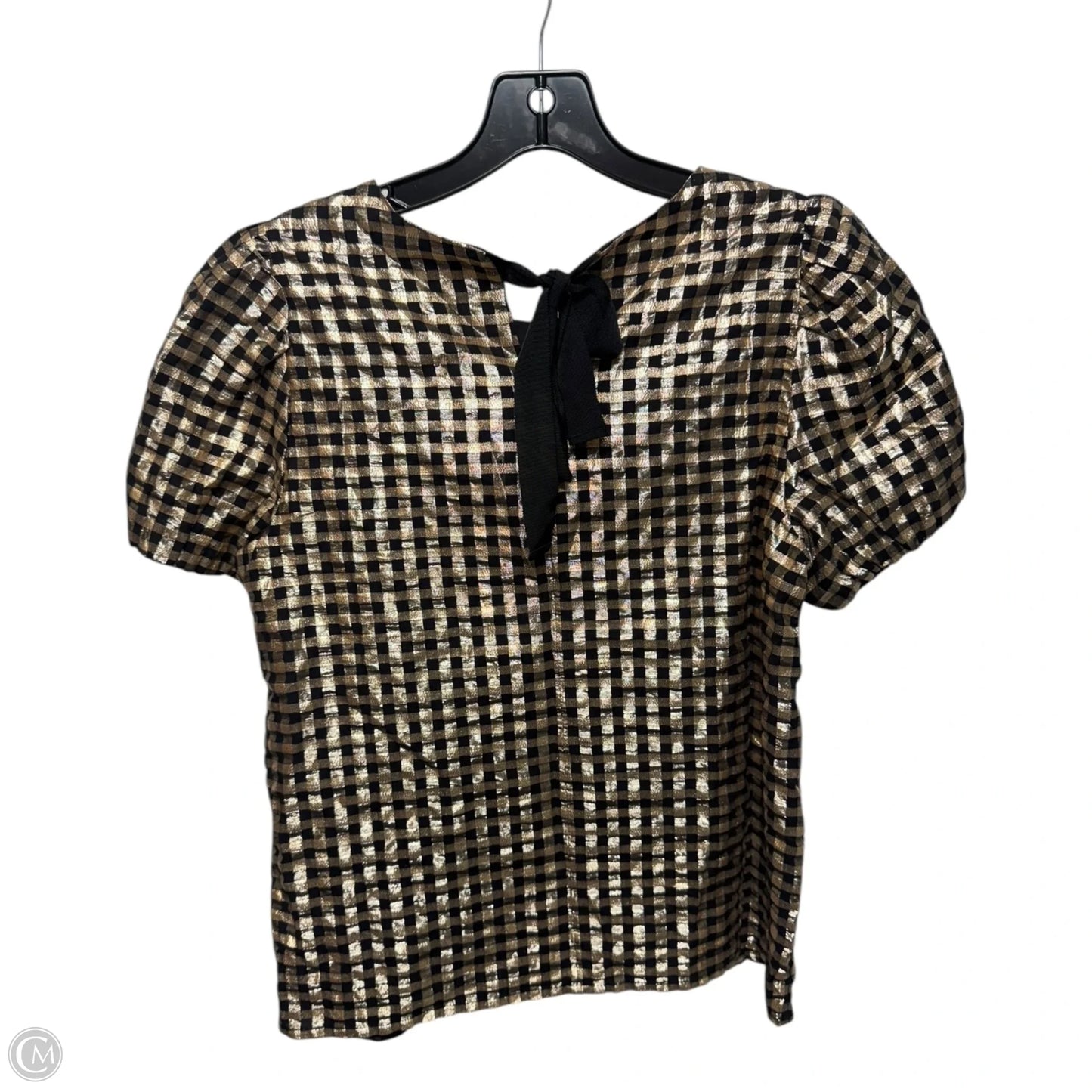 Metallic Top Short Sleeve By J. Crew In Checkered Pattern, Size: S