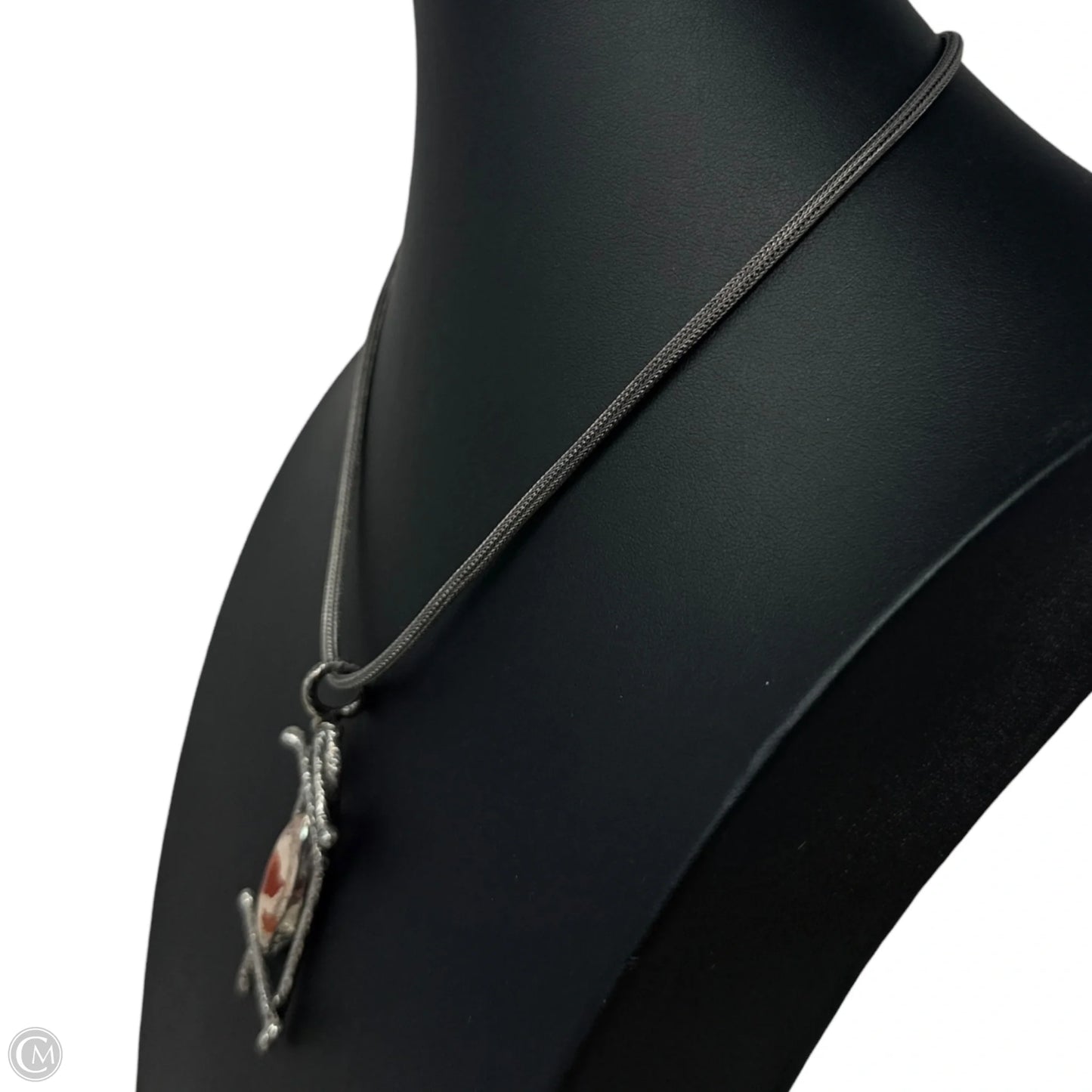 Artisan Sterling Silver Wheat Chain & Modernist Stone Pendant Necklace