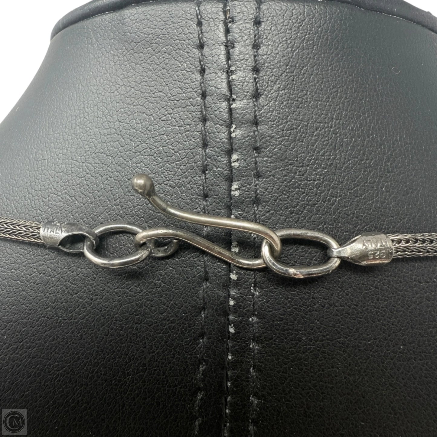 Artisan Sterling Silver Wheat Chain & Modernist Stone Pendant Necklace