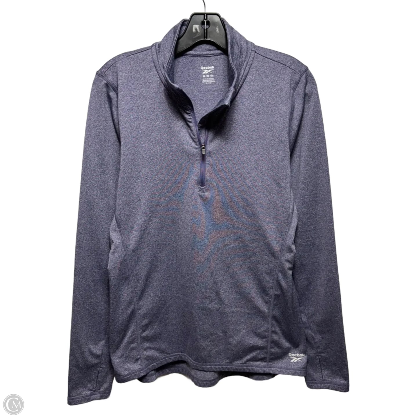 Athletic Top Long Sleeve Collar By Reebok In Purple, Size: M