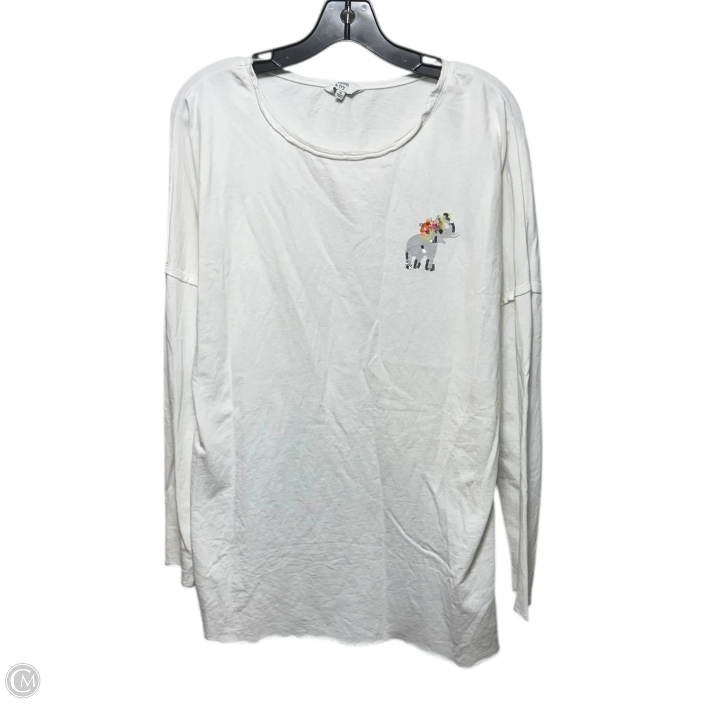 Elephant Top Long Sleeve By Crown And Ivy In White, Size: M