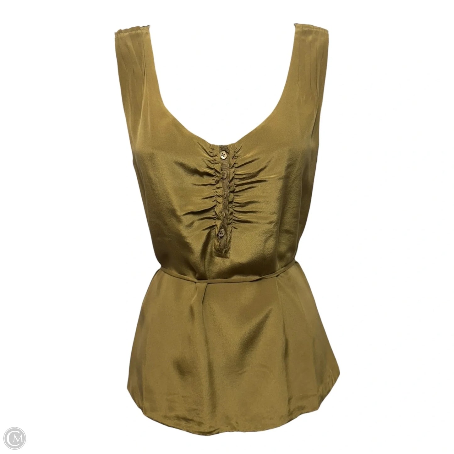 Silk Belted Top Sleeveless By J. Crew In Green, Size: 2