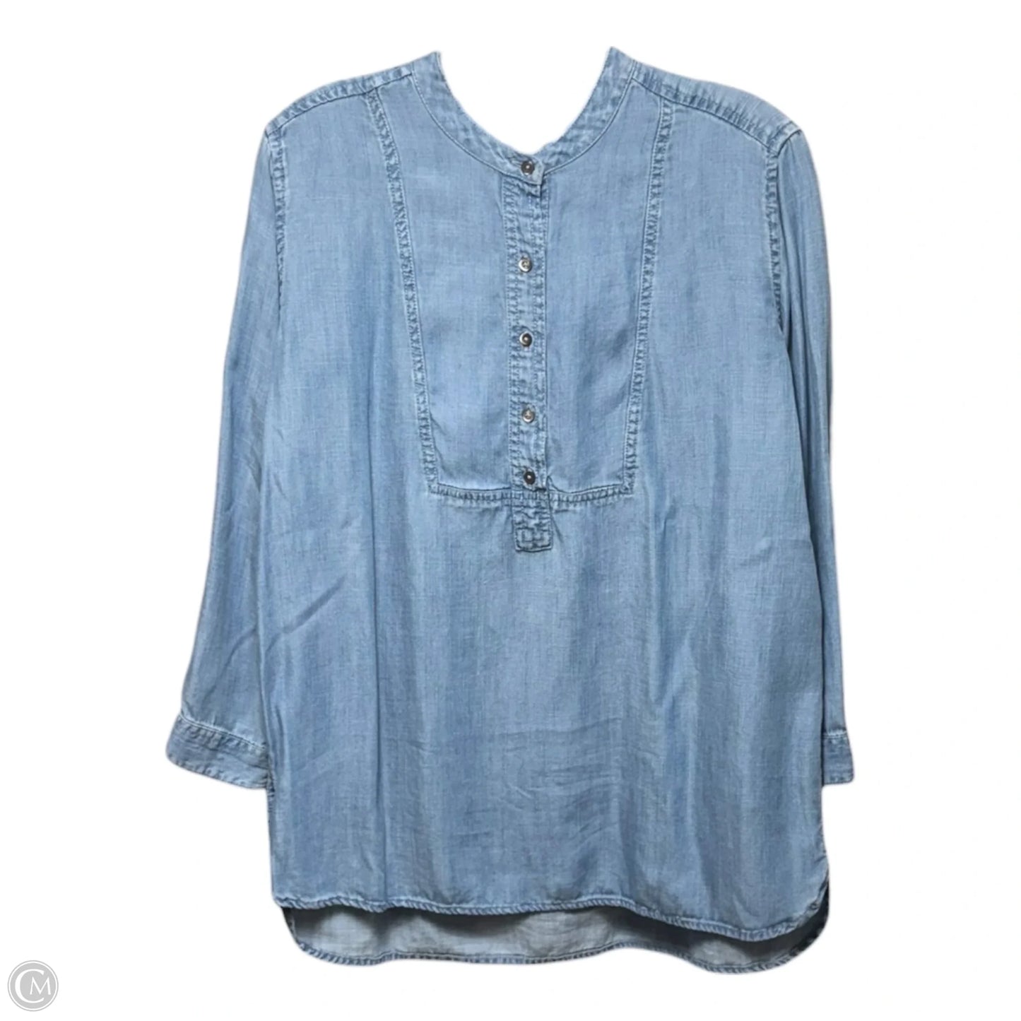 Chambray Popover Tunic Top Long Sleeve By J. Crew In Blue, Size: 0