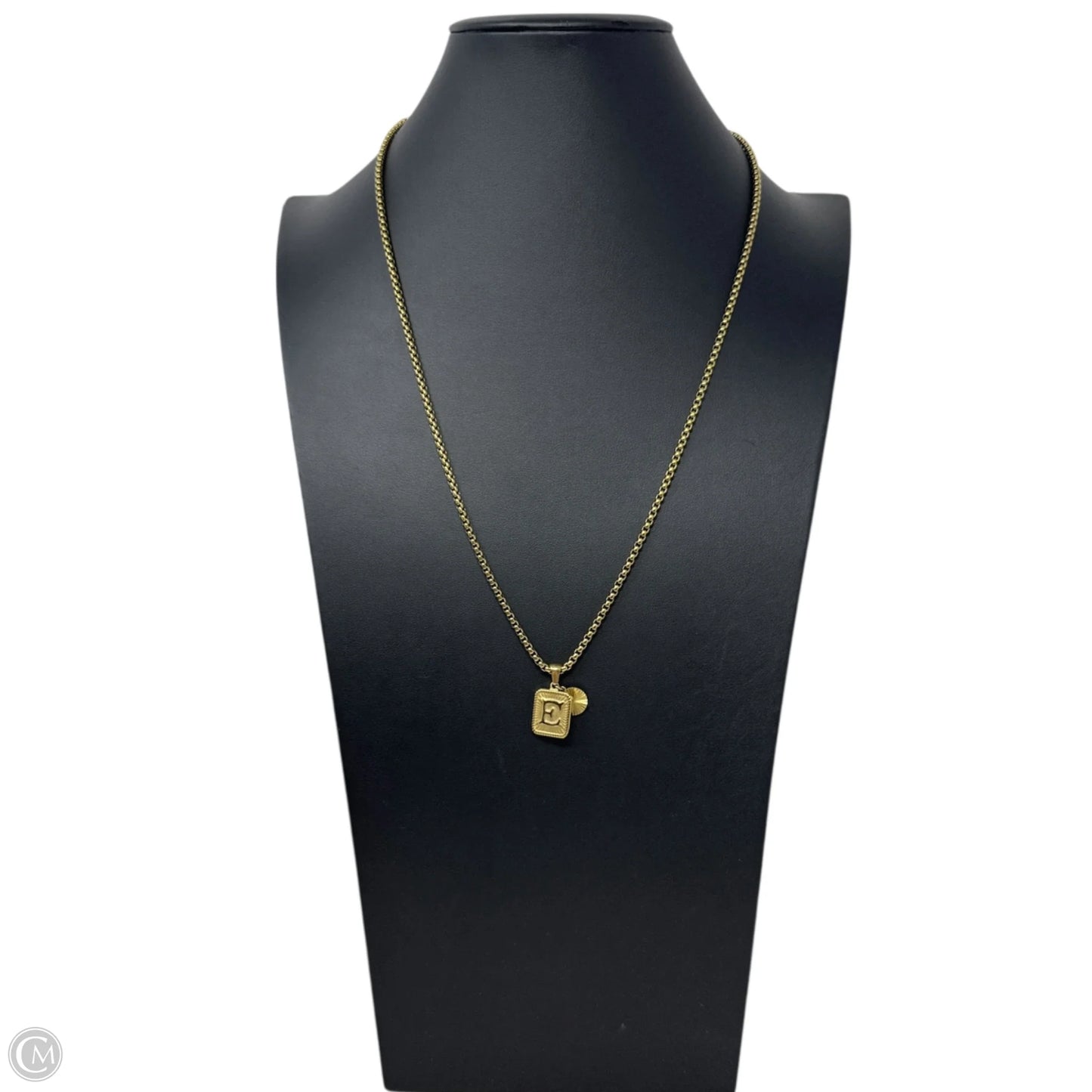 Gold Tone Stainless Steel “E” Initial Pendant Necklace By Kitsune