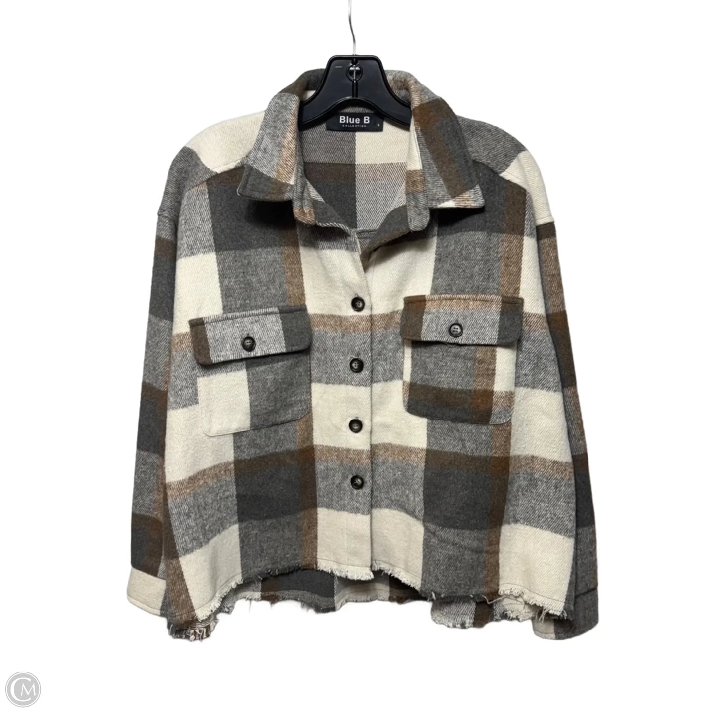 Jacket Shirt By Blue B Collection In Plaid Pattern, Size: S