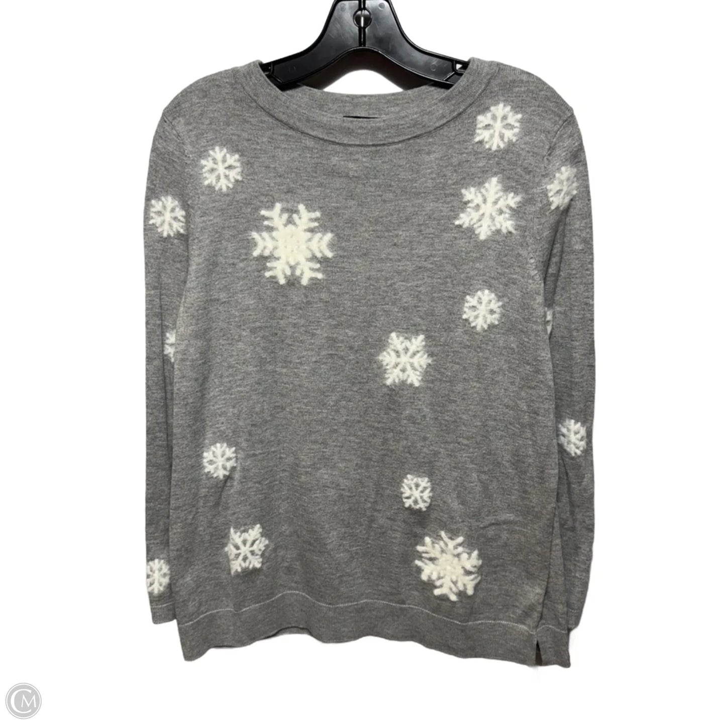 Snowflake Sweater By Talbots In Grey & White, Size: Mp