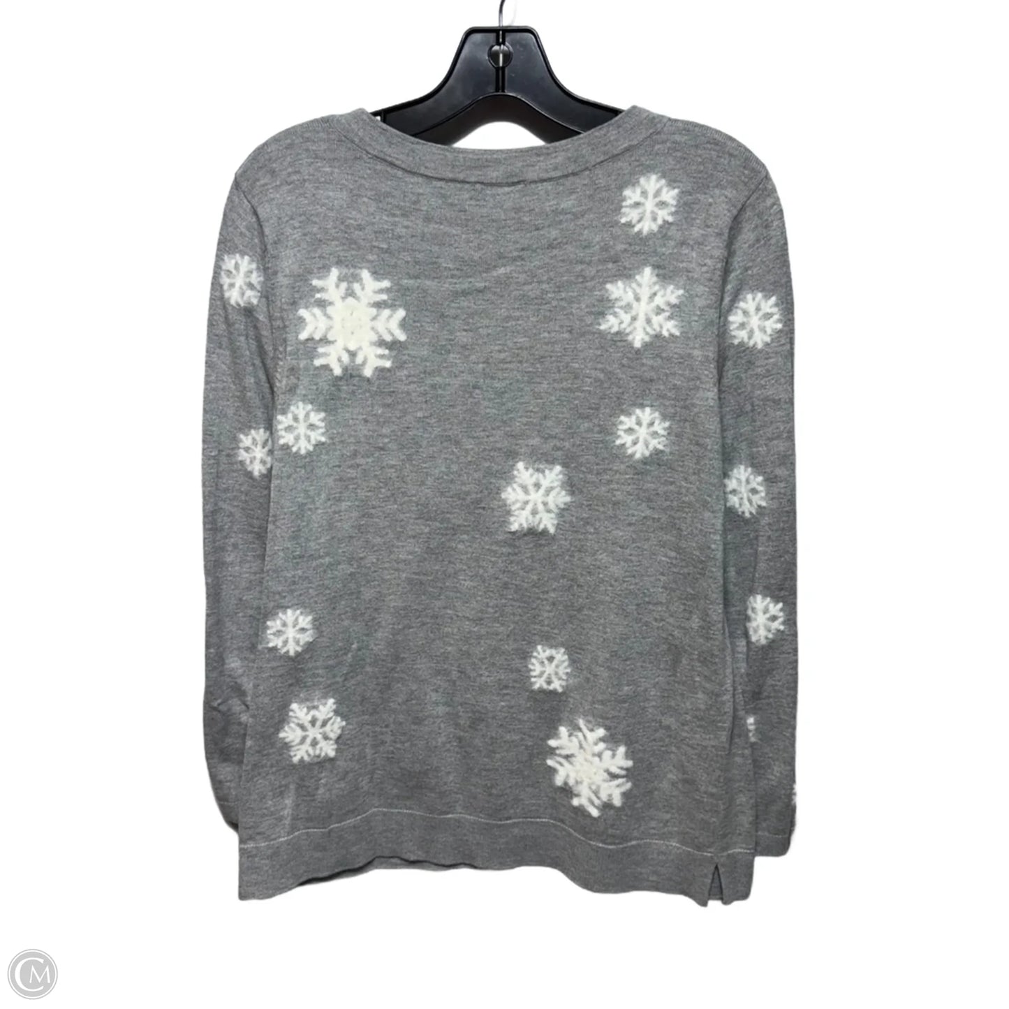 Snowflake Sweater By Talbots In Grey & White, Size: Mp