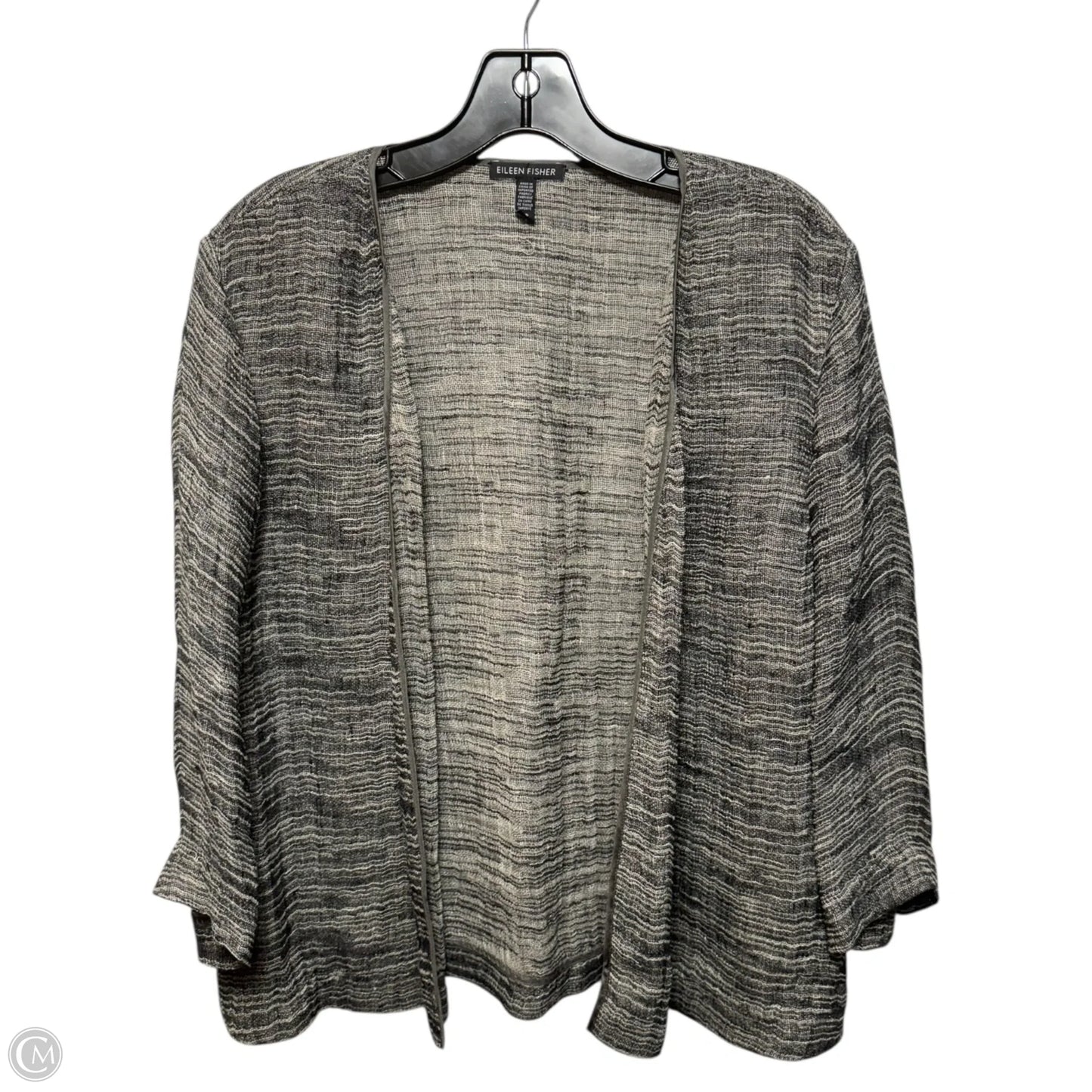 Linen Blend Cardigan By Eileen Fisher In Grey, Size: S