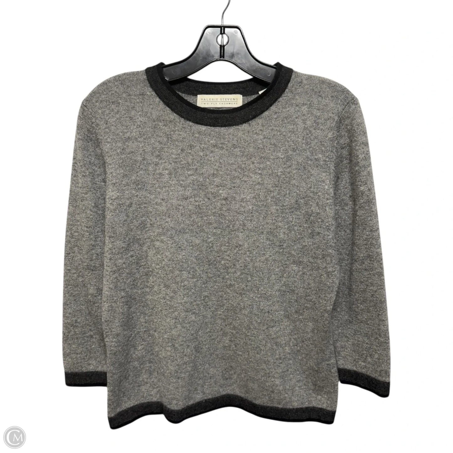 Sweater Cashmere By Valerie Stevens In Black & Grey, Size: S