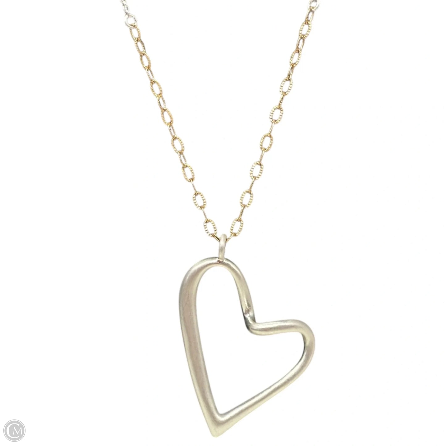 Silver Tone Heart Pendant Long Necklace By J. Jill