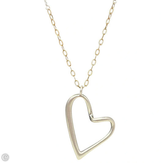 Silver Tone Heart Pendant Long Necklace By J. Jill