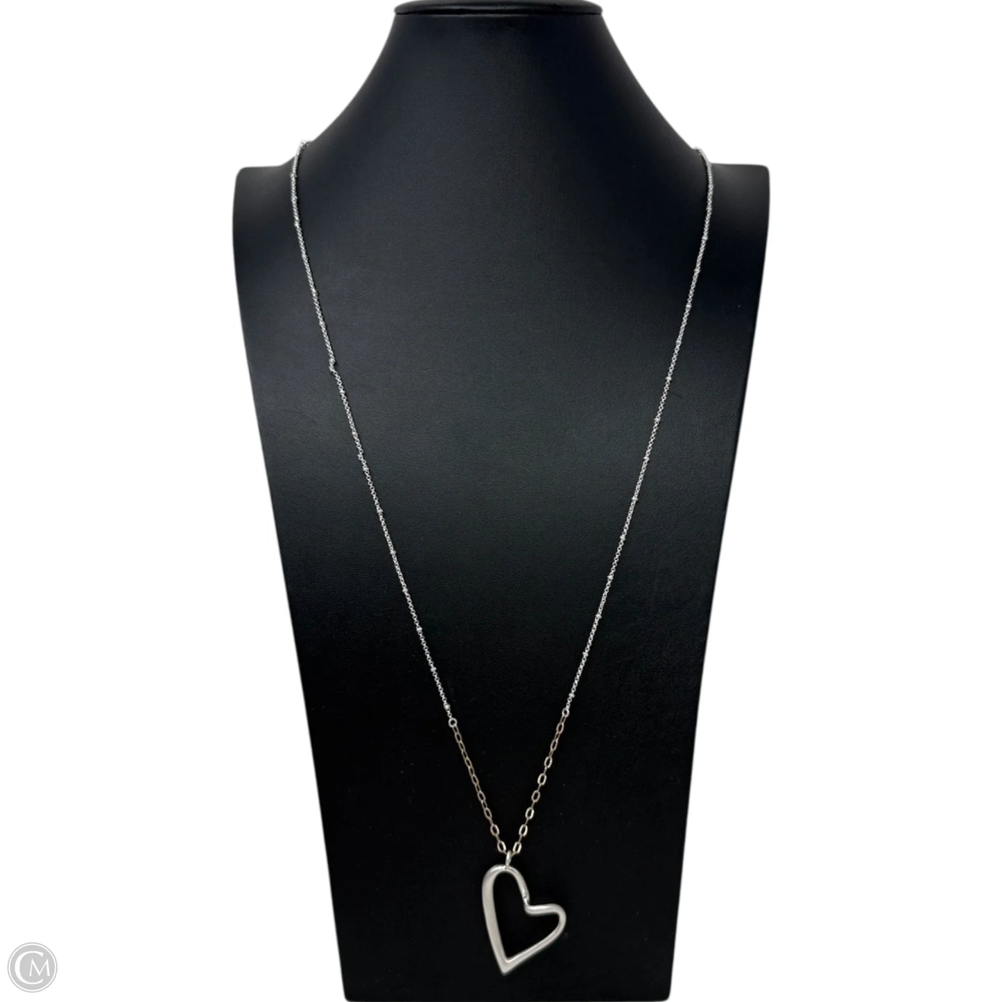 Silver Tone Heart Pendant Long Necklace By J. Jill