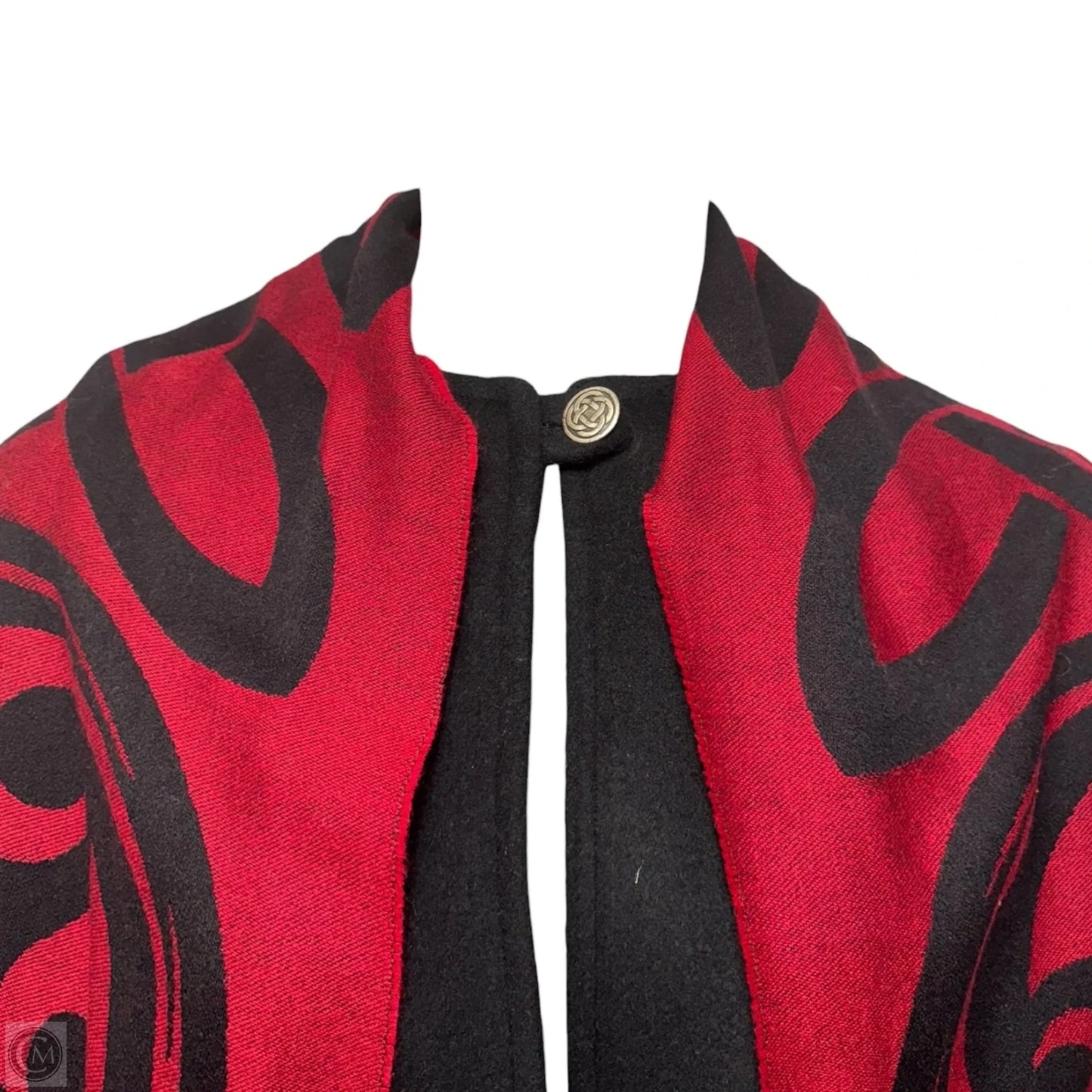 Vintage Wool Cashmere Cape with Scarf By James By Peter James In Black & Red, Size: Osfm