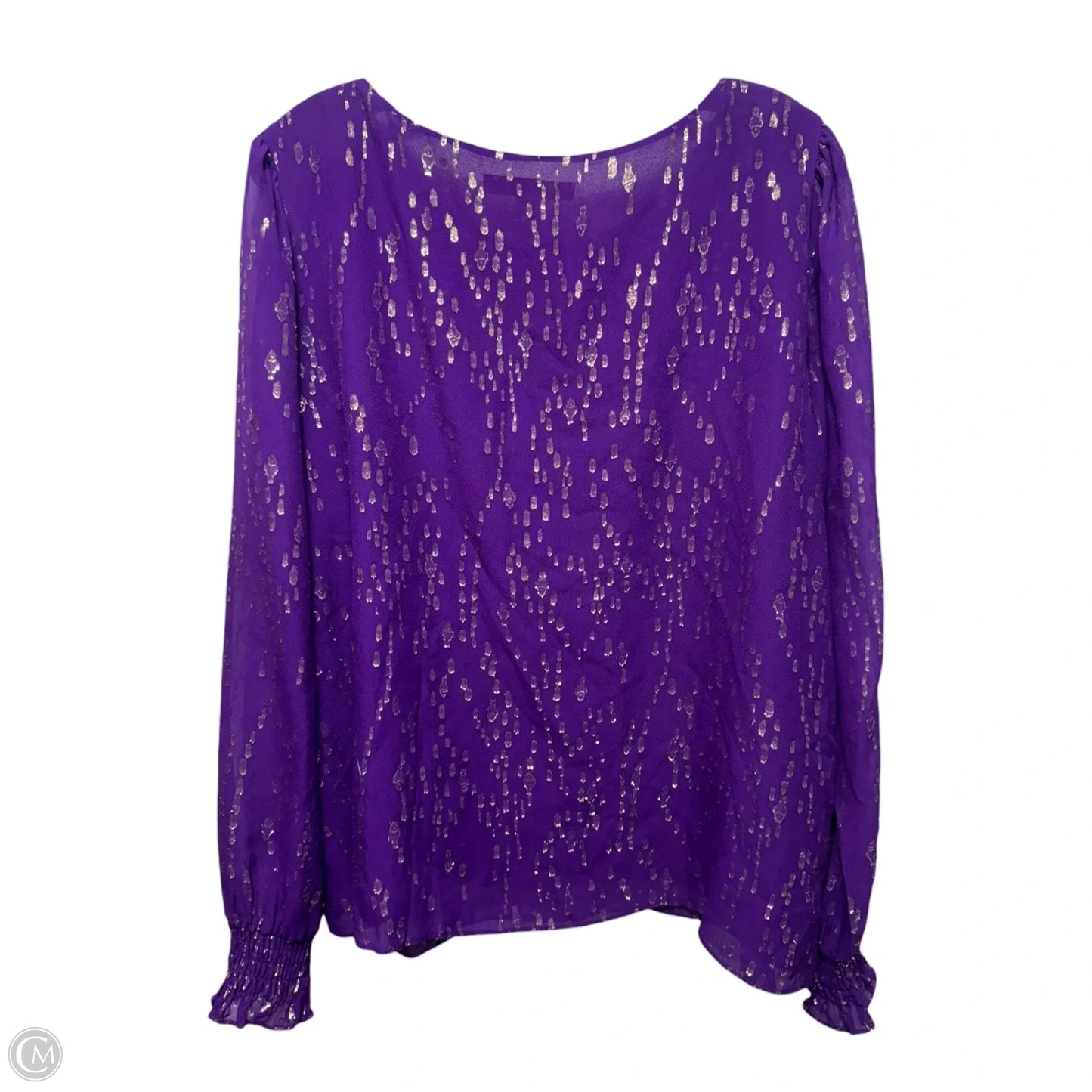Silk & Metallic Blouse Designer By Lilly Pulitzer In Purple, Size: Xl