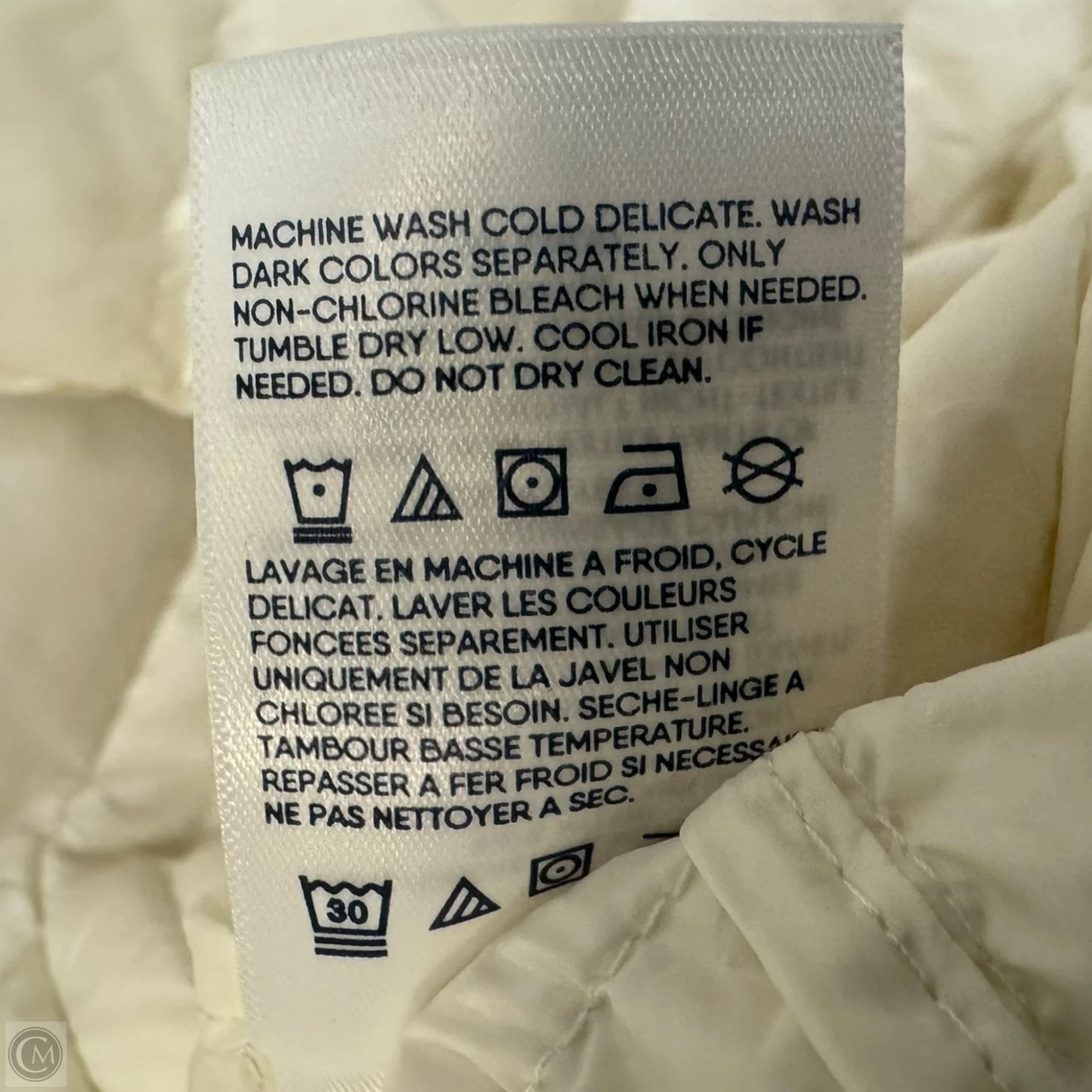 Coat Puffer & Quilted By Lands End In Cream, Size: M