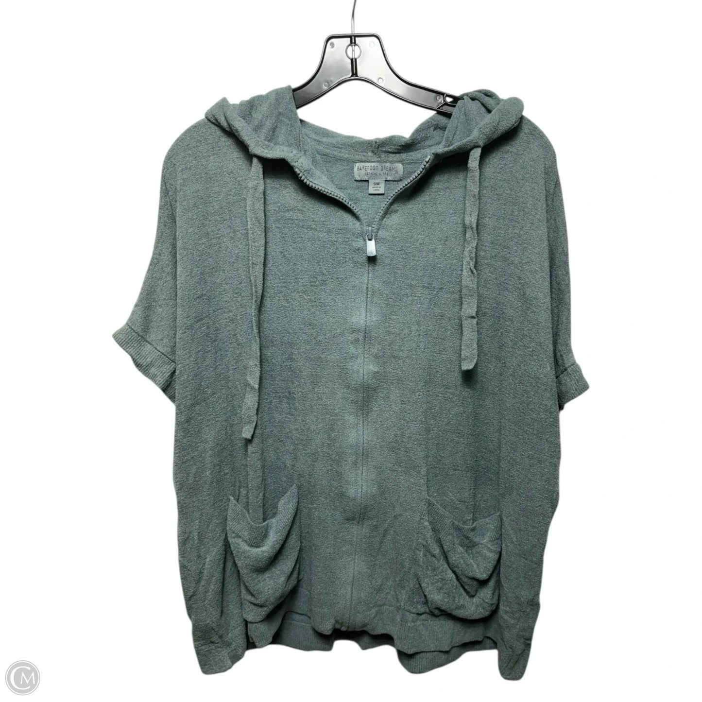 Short Sleeve Hooded Cardigan By Barefoot Dreams In Aqua, Size: S