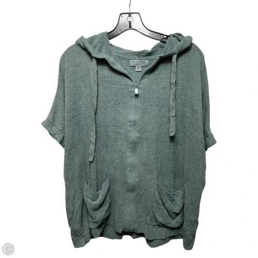 Short Sleeve Hooded Cardigan By Barefoot Dreams In Aqua, Size: S
