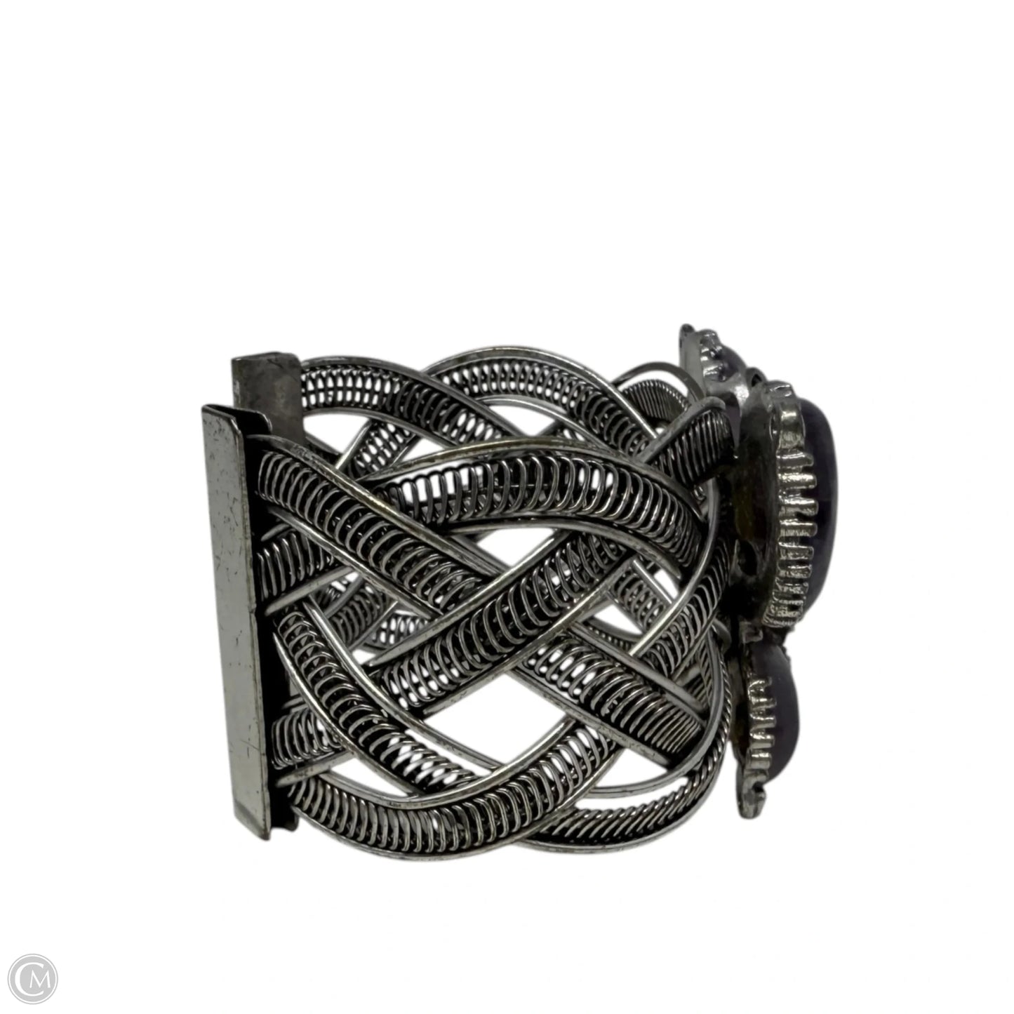 Antique Silver Finish Amethyst Butterfly Cuff Bracelet