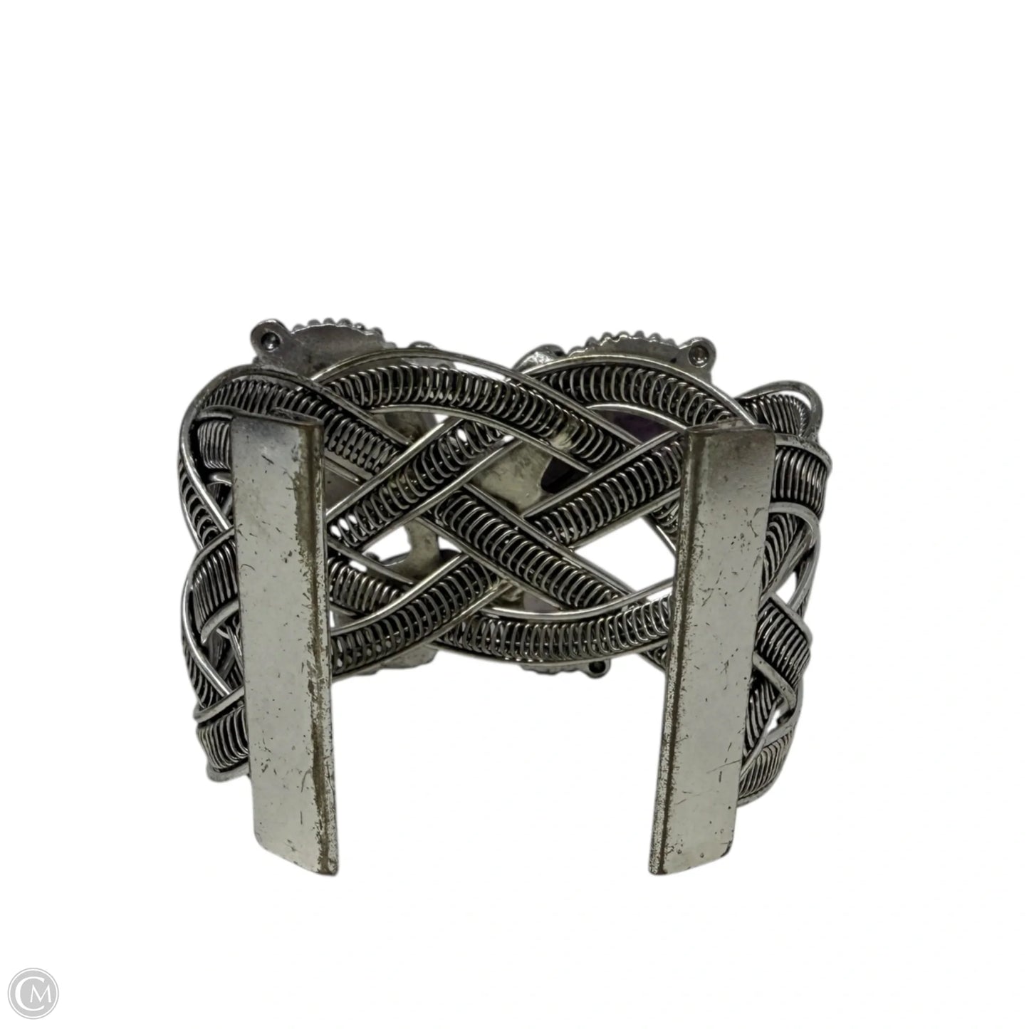 Antique Silver Finish Amethyst Butterfly Cuff Bracelet