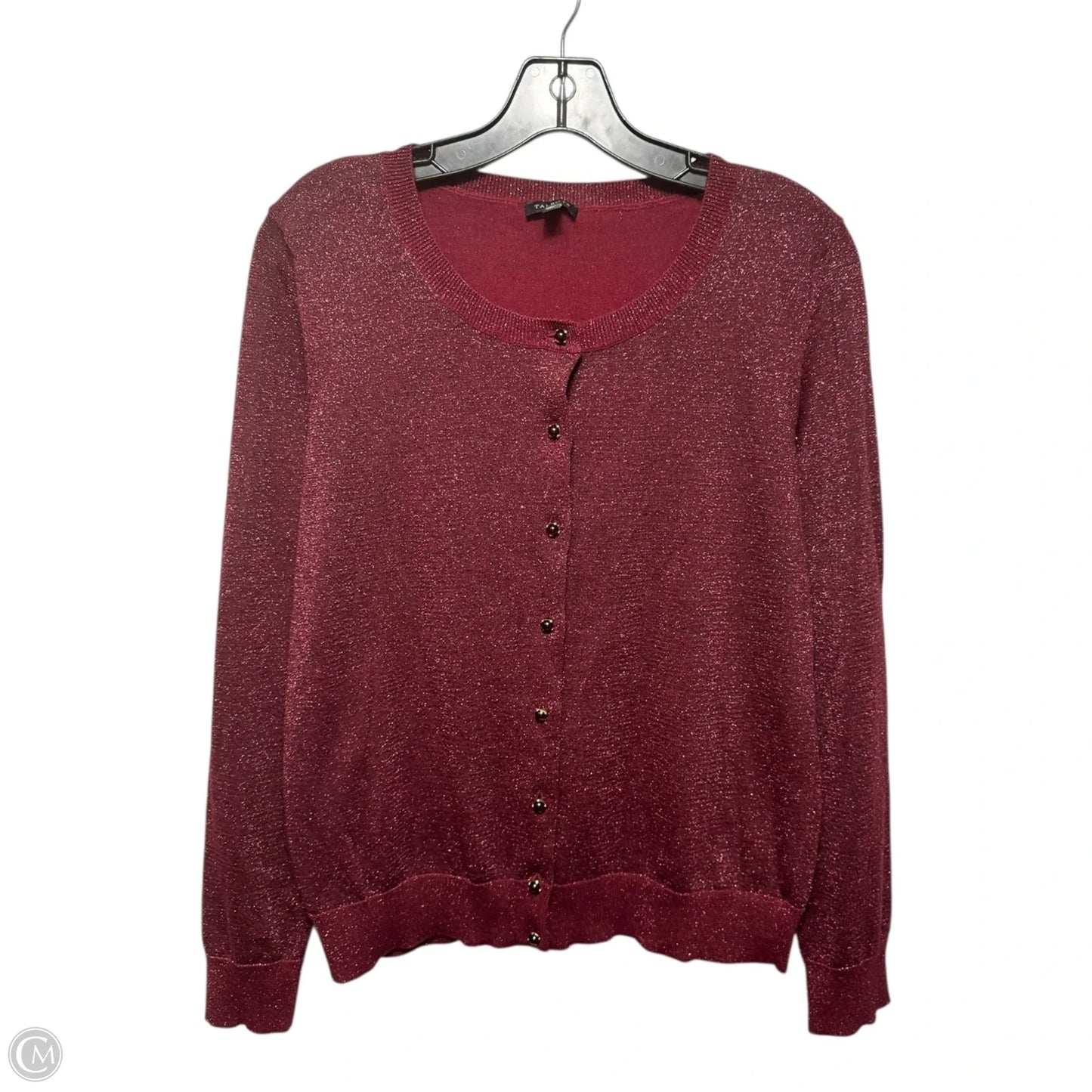 Metallic Sweater Cardigan By Talbots In Red, Size: L