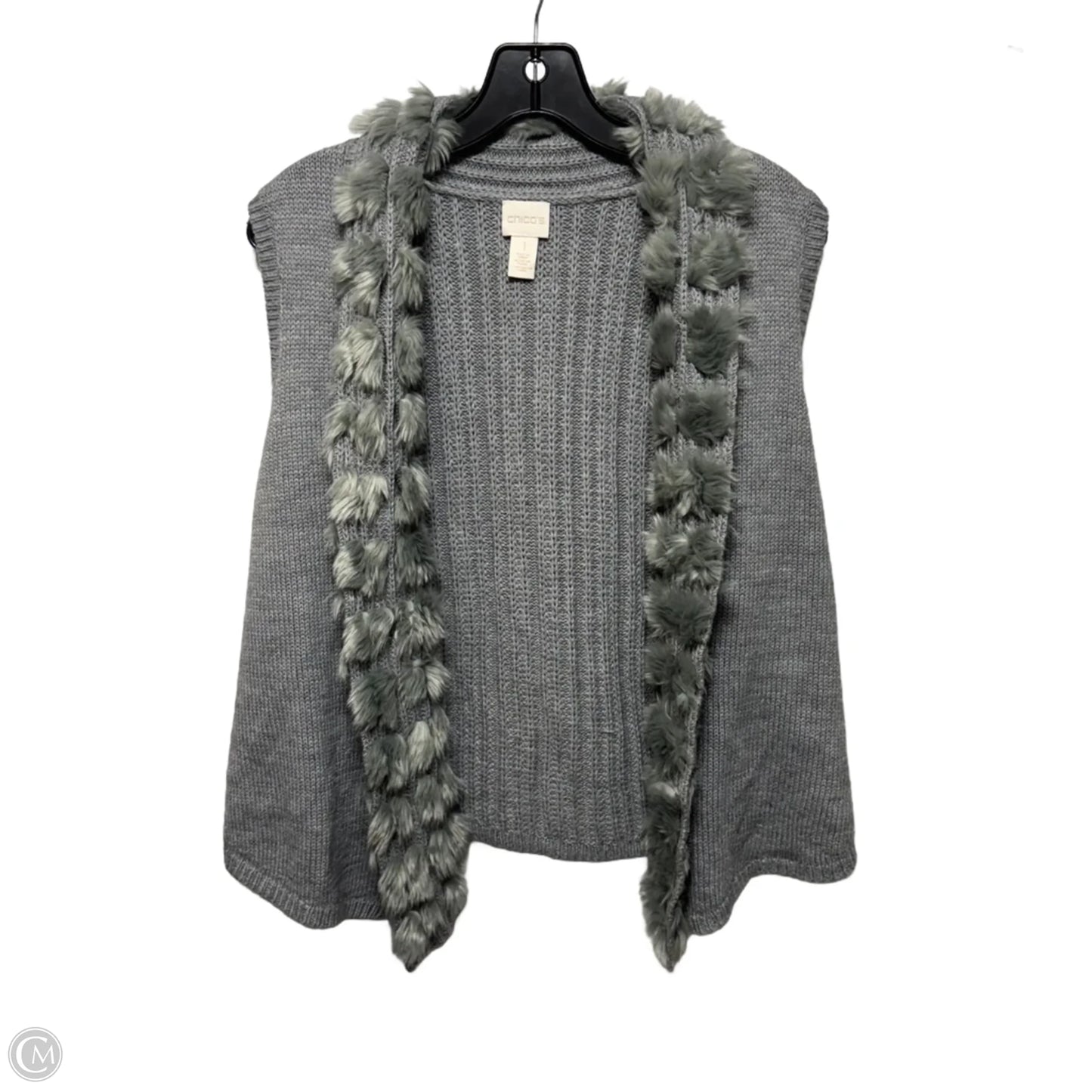 Vest Sweater By Chicos In Grey, Size: M