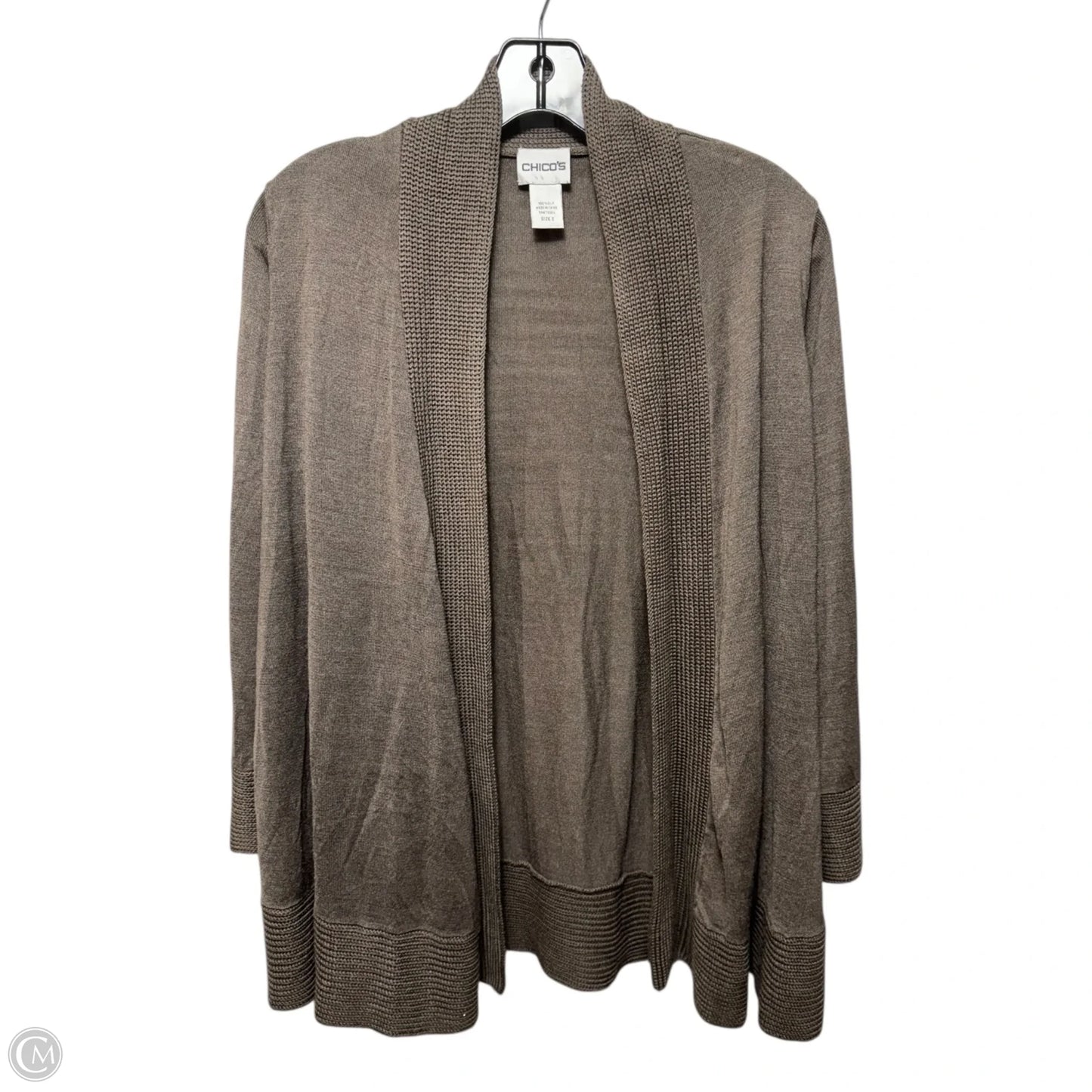 Silk Sweater Cardigan By Chicos In Taupe, Size: L