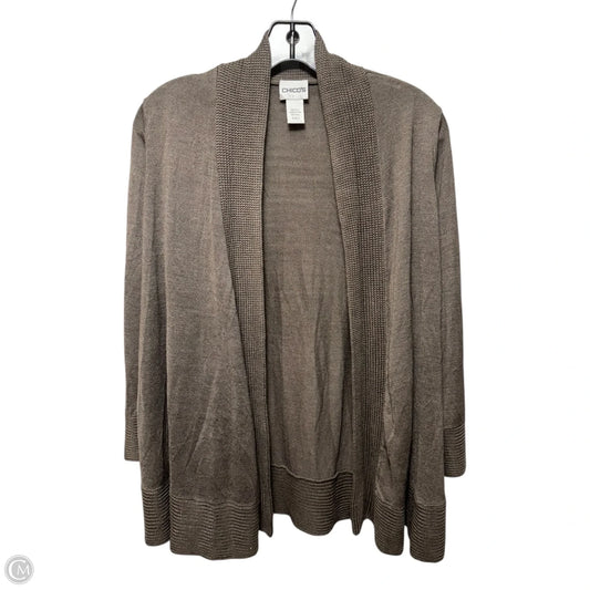 Silk Sweater Cardigan By Chicos In Taupe, Size: L