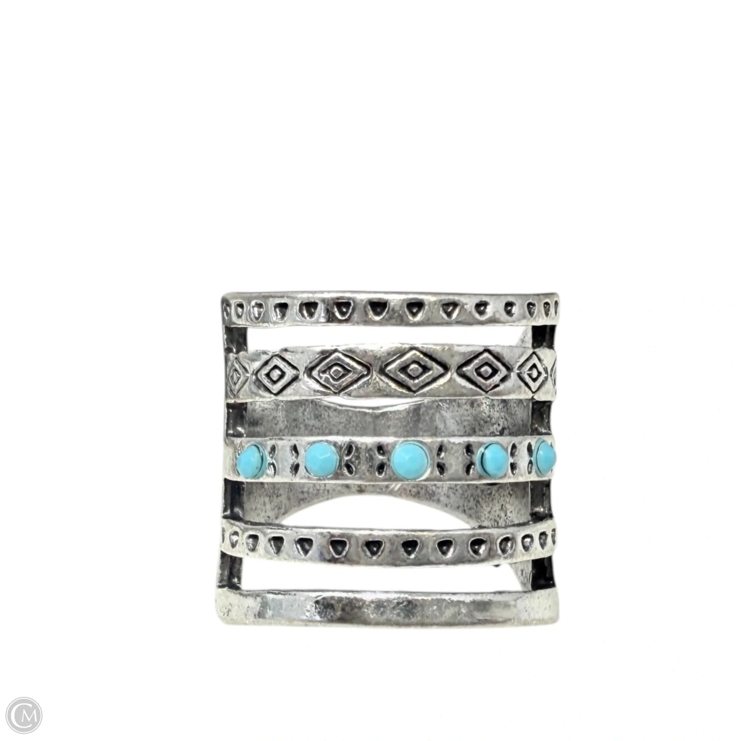 Sterling Silver Aztec Engraved Turquoise Ring By Boho Magic, Size: 9