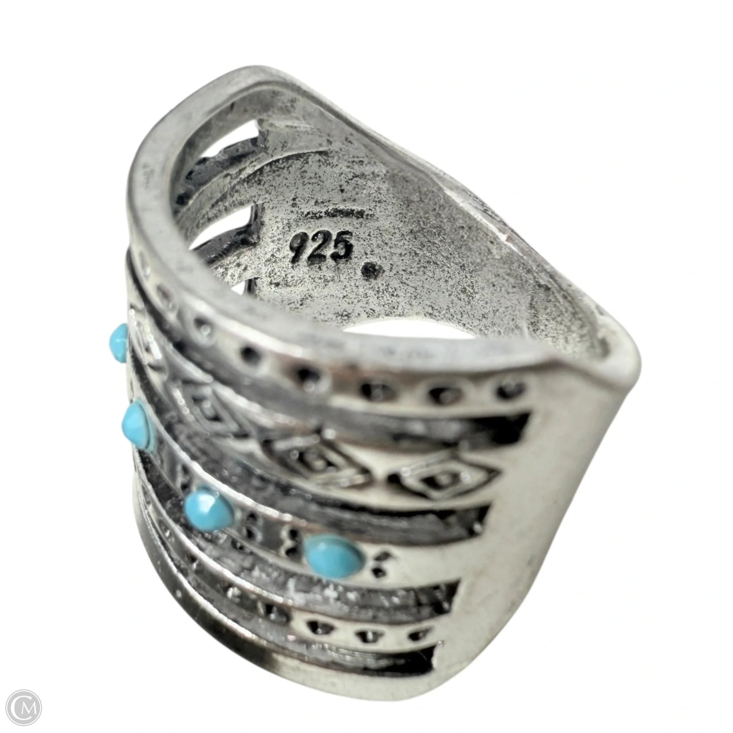 Sterling Silver Aztec Engraved Turquoise Ring By Boho Magic, Size: 9
