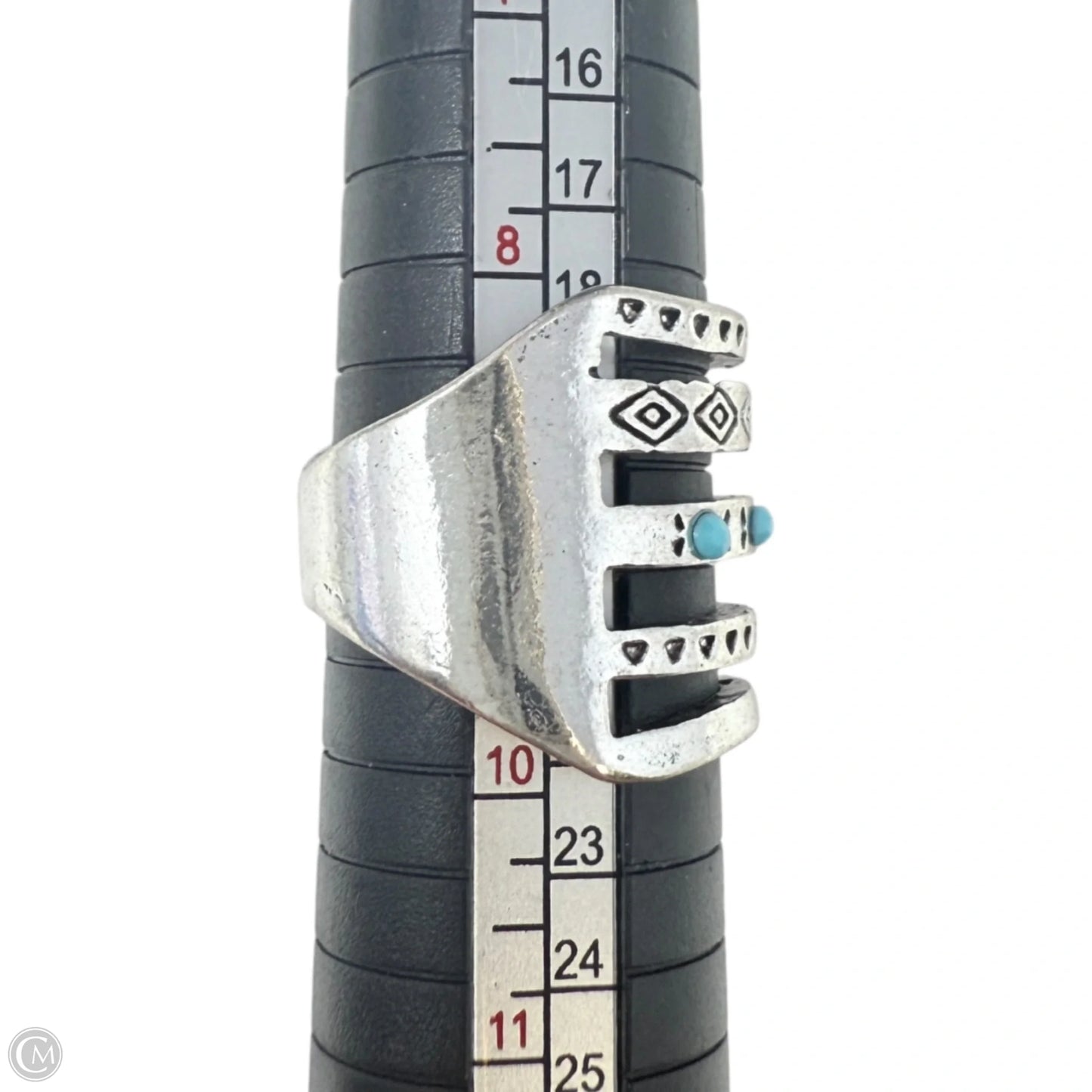 Sterling Silver Aztec Engraved Turquoise Ring By Boho Magic, Size: 9