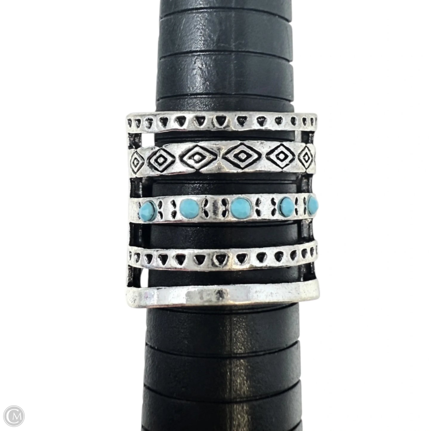 Sterling Silver Aztec Engraved Turquoise Ring By Boho Magic, Size: 9