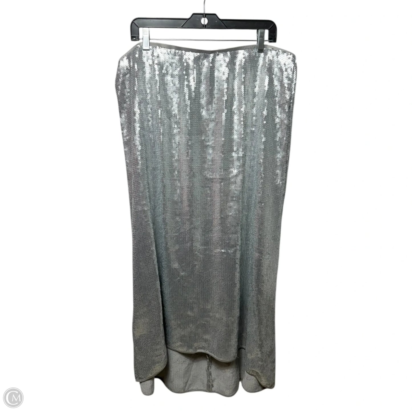 Sequin Skirt Maxi By Christian Siriano In Silver, Size: 1x