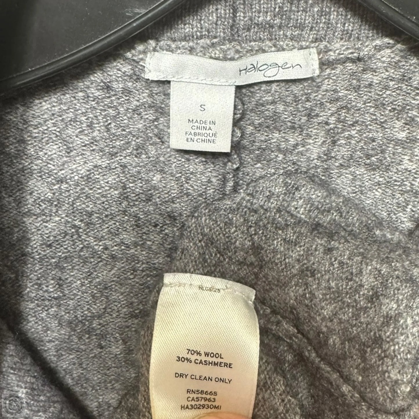 Wool & Cashmere Sweater Cardigan By Halogen In Grey, Size: S