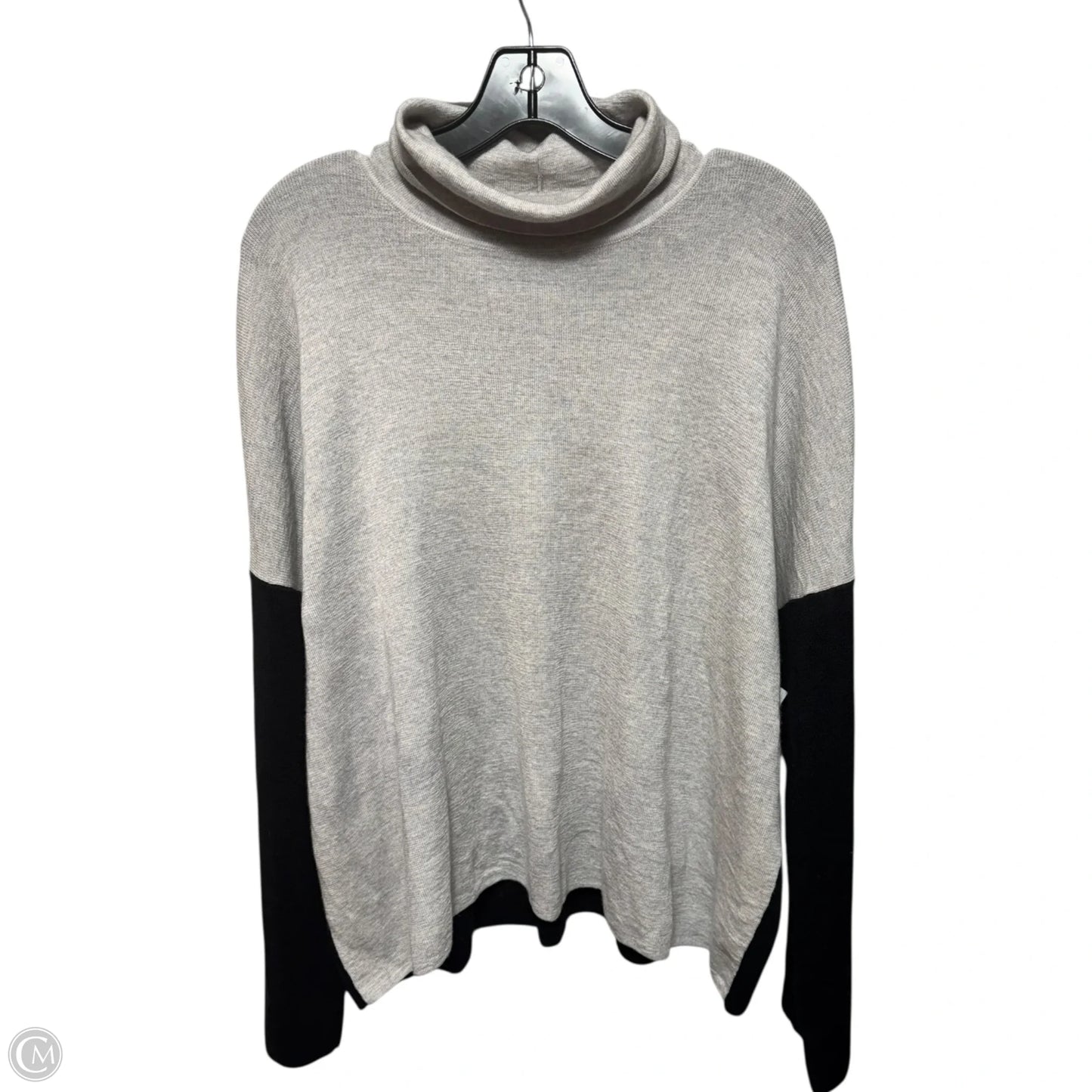 Merino Wool Sweater By Eileen Fisher In Black & Grey, Size: Xl
