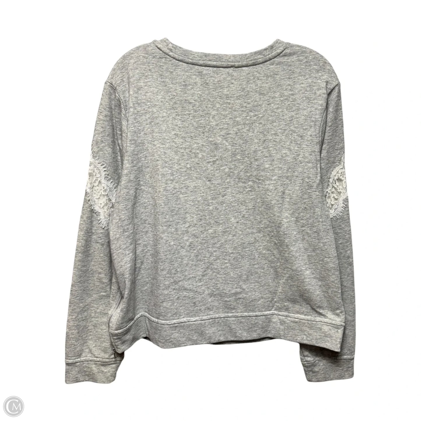Lace Cutout Sweatshirt Designer By Milly In Grey, Size: L