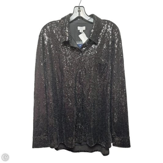 Sequin Top Long Sleeve By Crown And Ivy In Black, Size: Xl