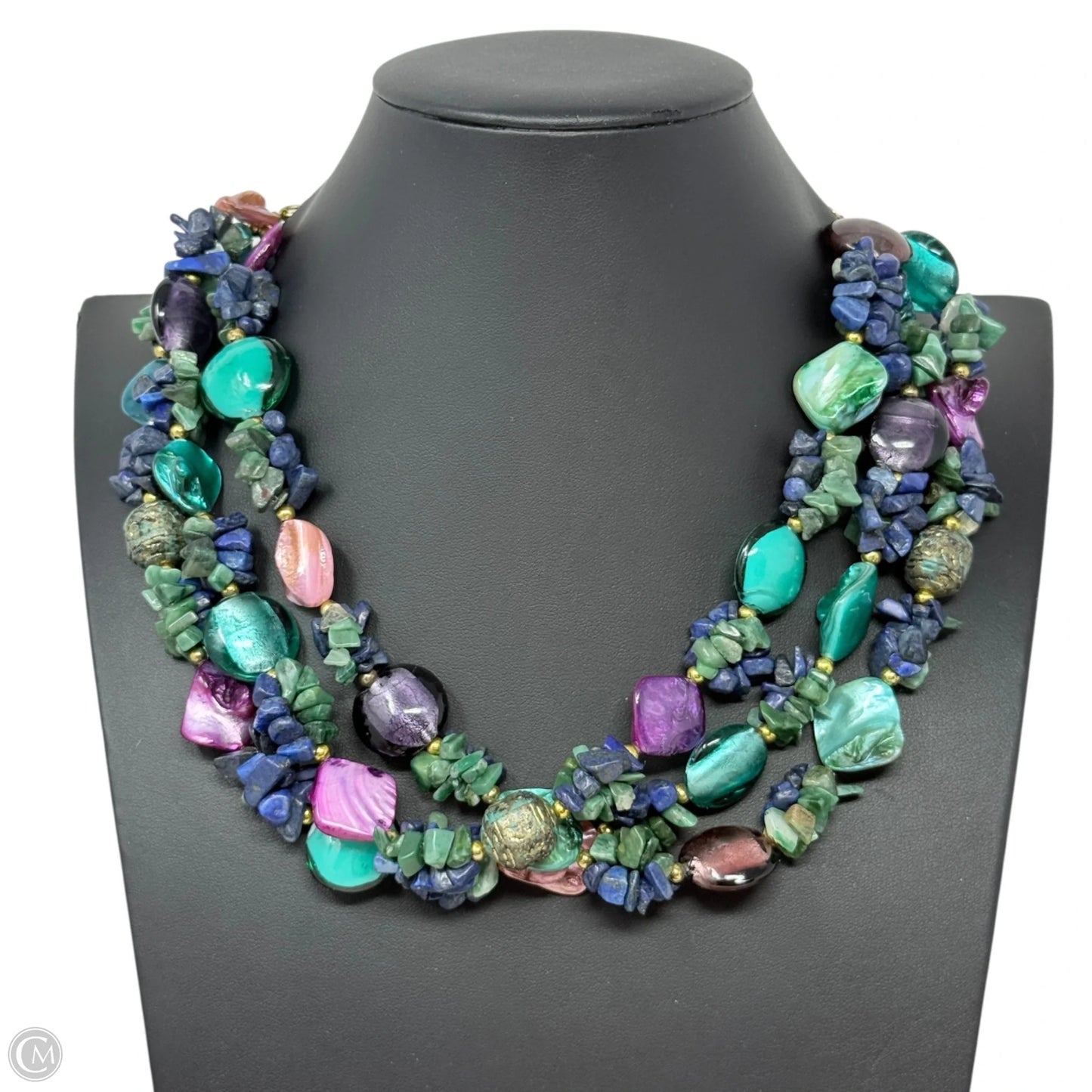 Triple Strand Multi Stone Layered Statement Necklace  By Clothes Mentor