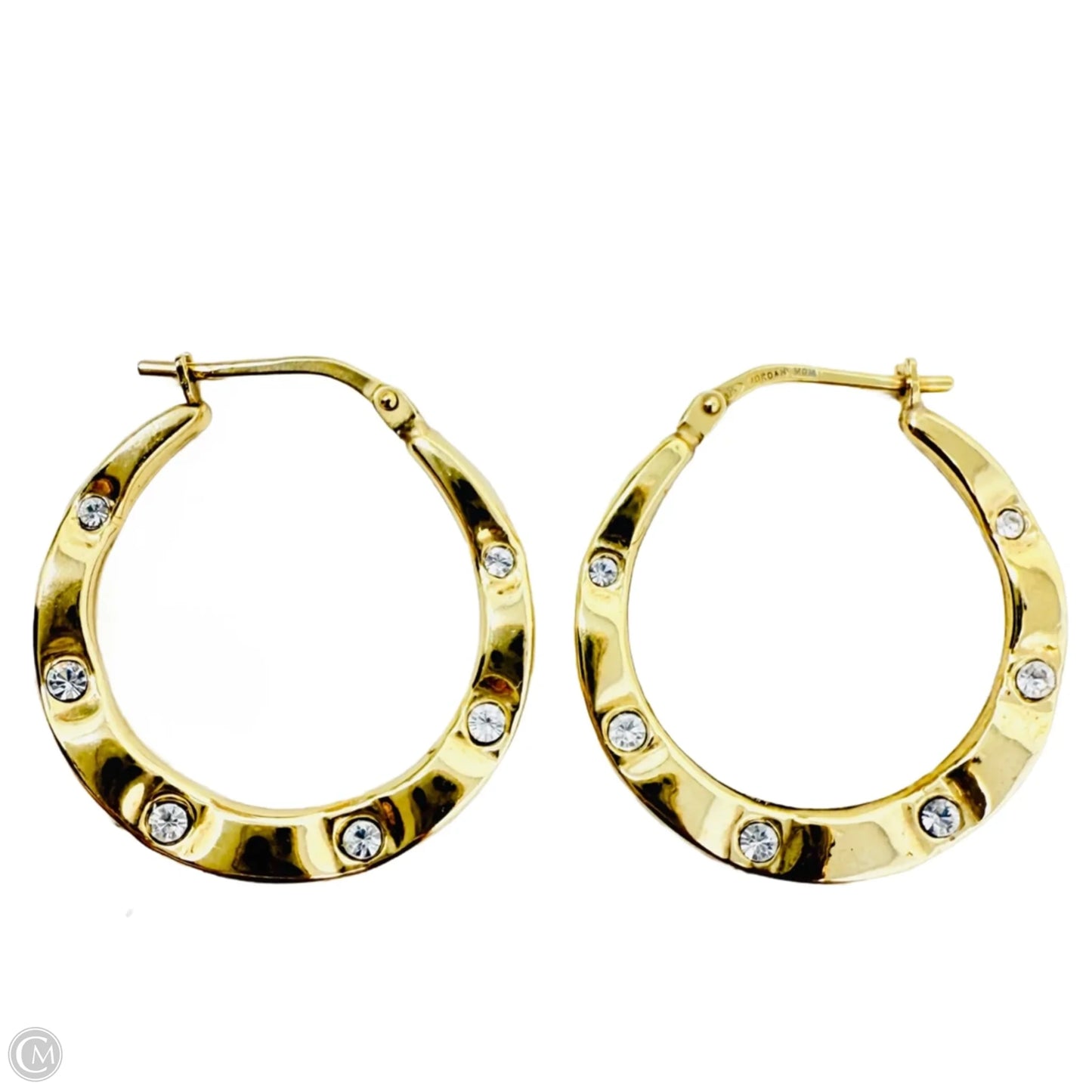 18K Yellow Gold Over  Sterling Silver & Crystal Wavy Hoop Earrings By Jordan MOM
