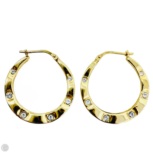18K Yellow Gold Over  Sterling Silver & Crystal Wavy Hoop Earrings By Jordan MOM